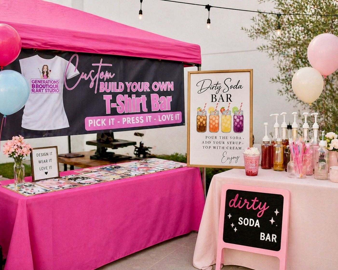 Sweet Sips and Custom Fits - Custom Graphic T Shirt and Dirty Soda Bar