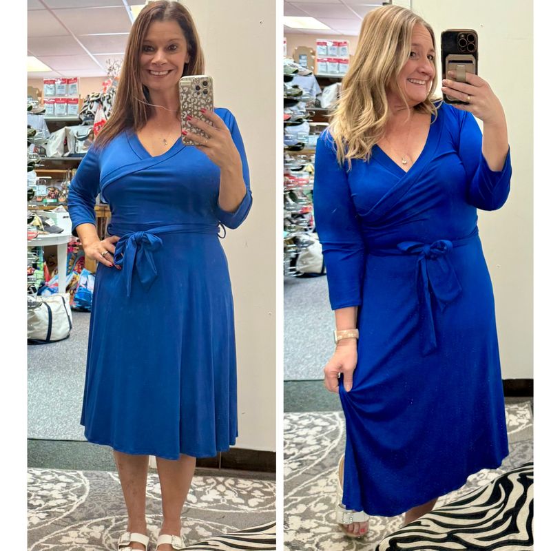 Cobalt Blue Faux Wrap Midi Dress Sizes S-XL Cobalt Blue Faux Wrap Midi Dress Sizes S-XL