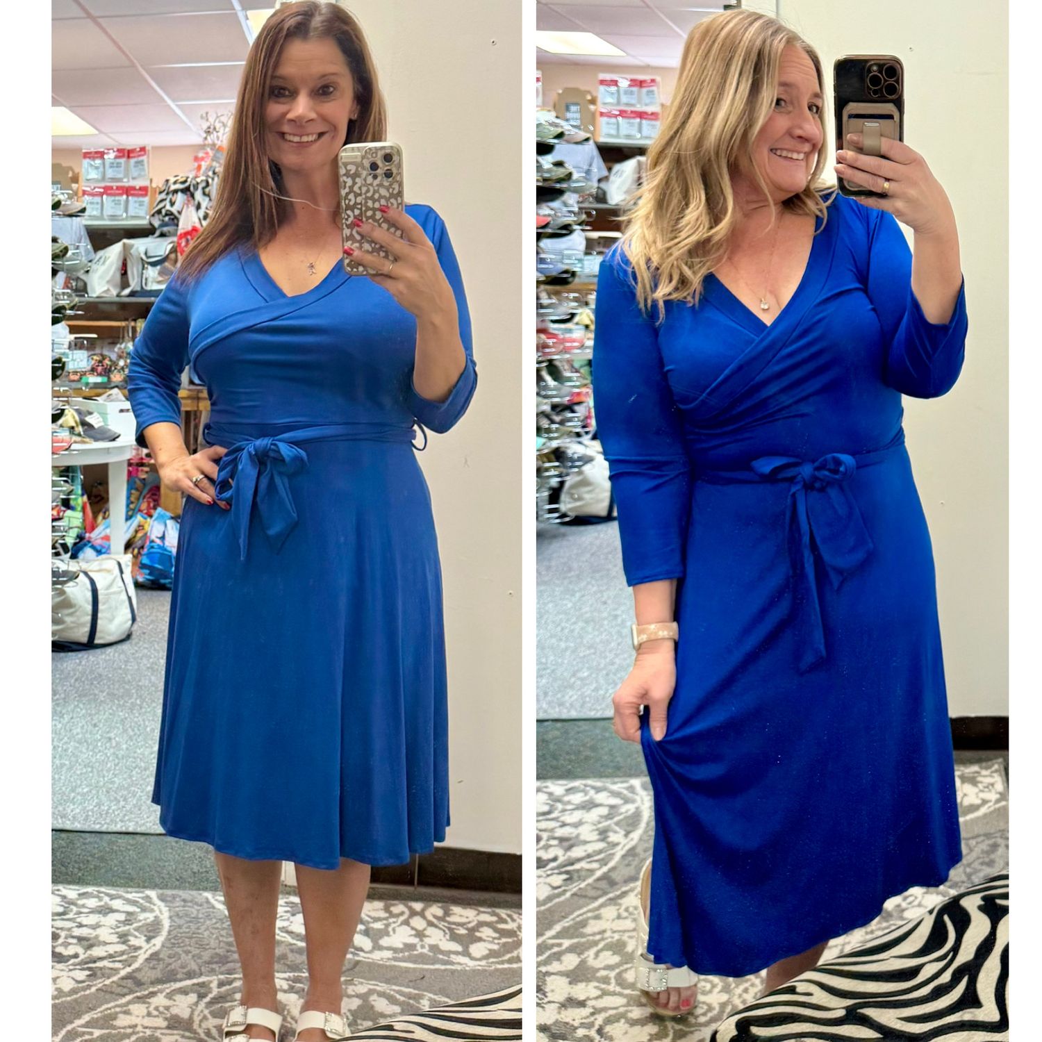 Cobalt Blue Faux Wrap Midi Dress Sizes S-XL