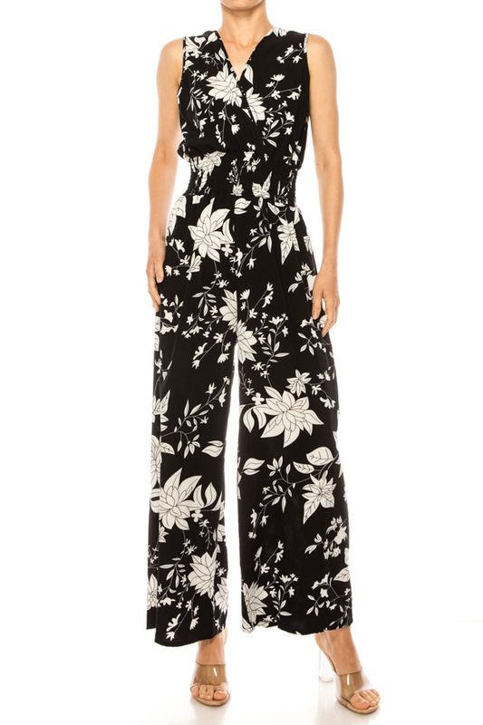 Black Floral Wide Leg Jumper