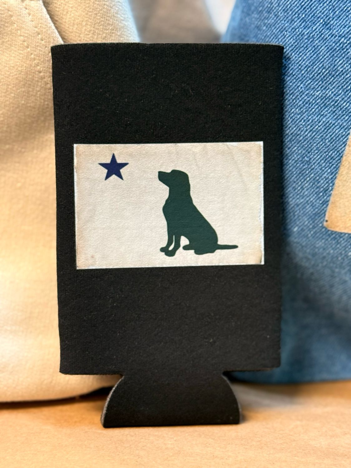 Maine Flag Dog Tall Koozie Can Cooler