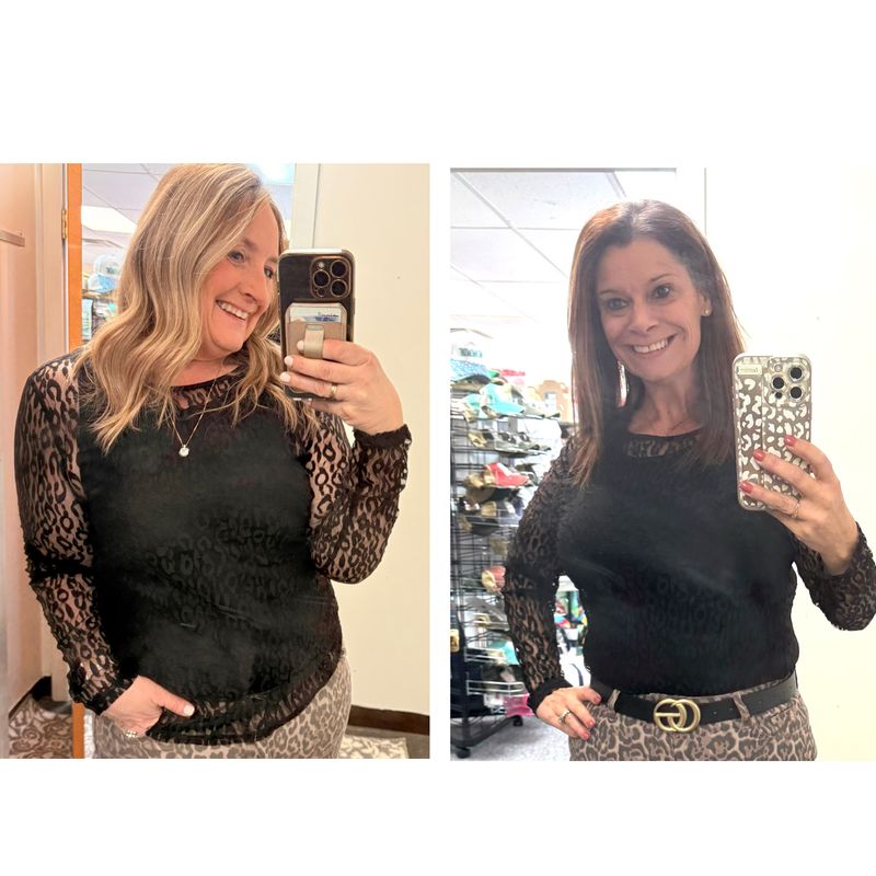 Black Leopard Sheer Mesh Top