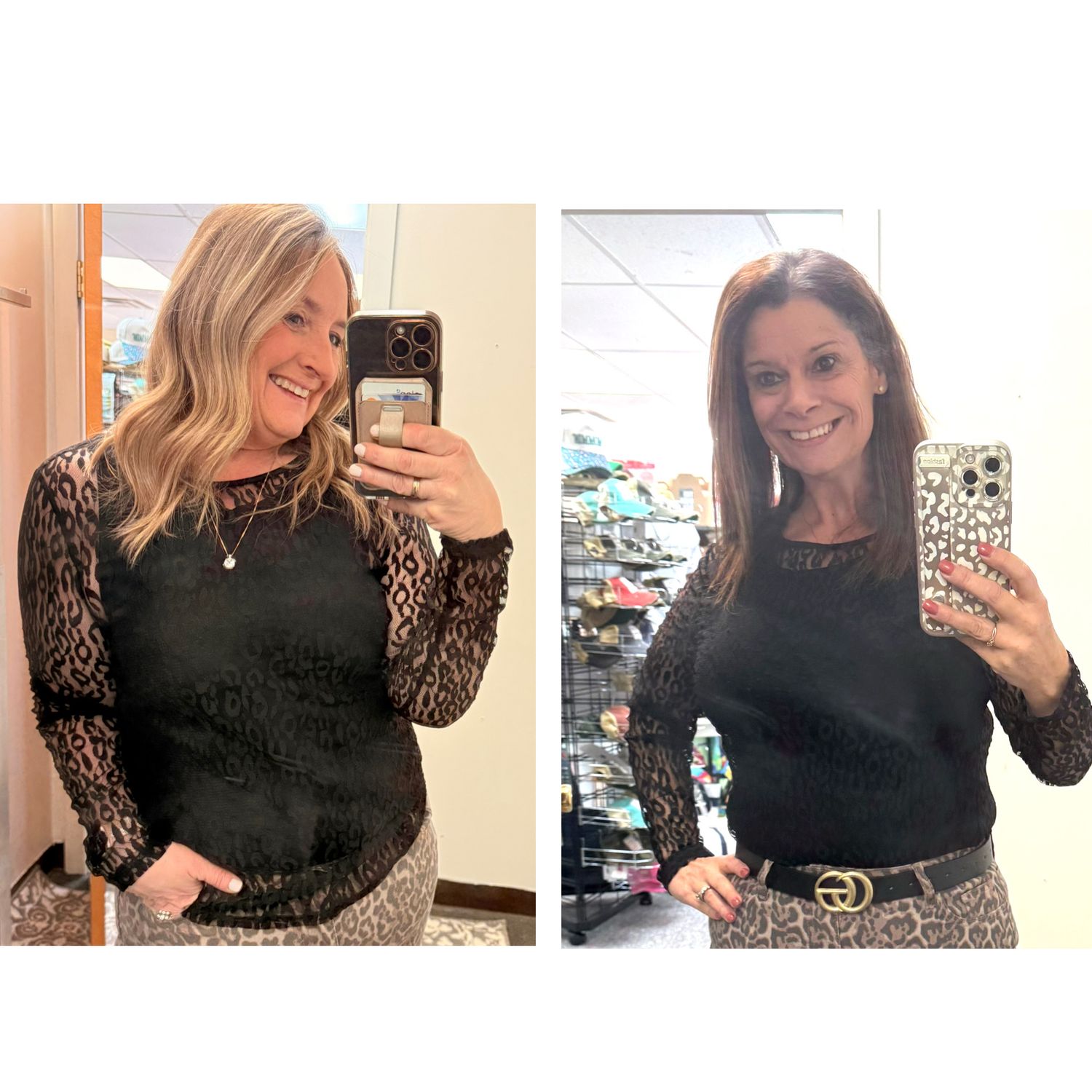 Black Leopard Sheer Mesh Top