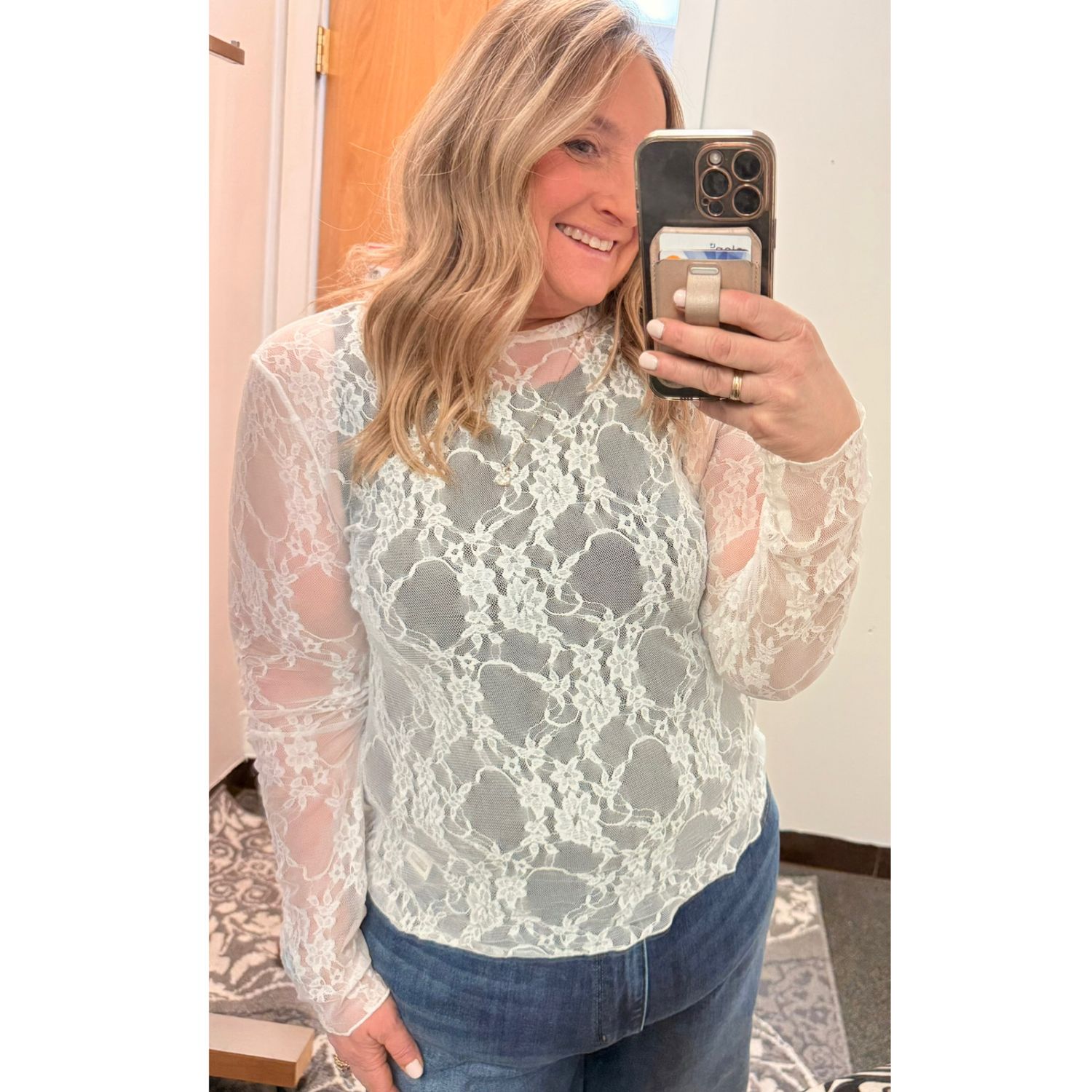 White Lace Sheer Mesh Top