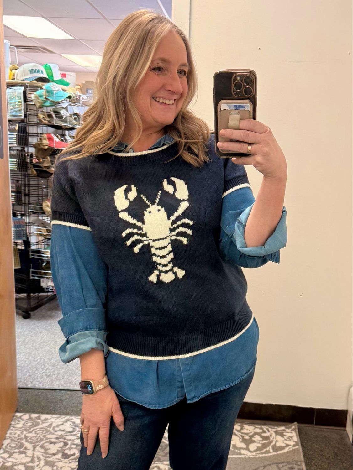 Lobster Love Knit Top - Navy