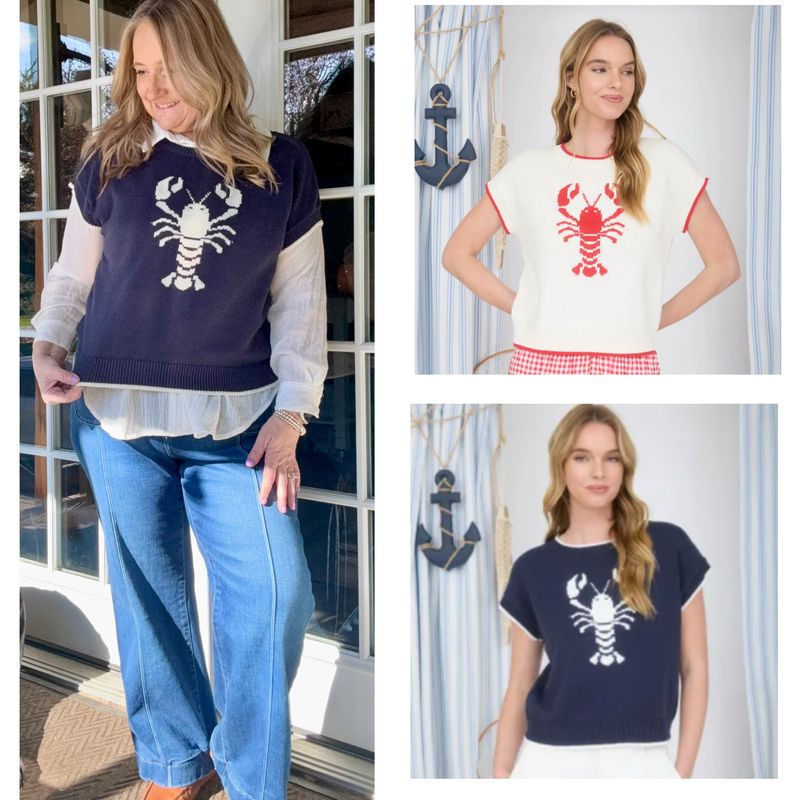 Lobster Love Knit Top - Navy