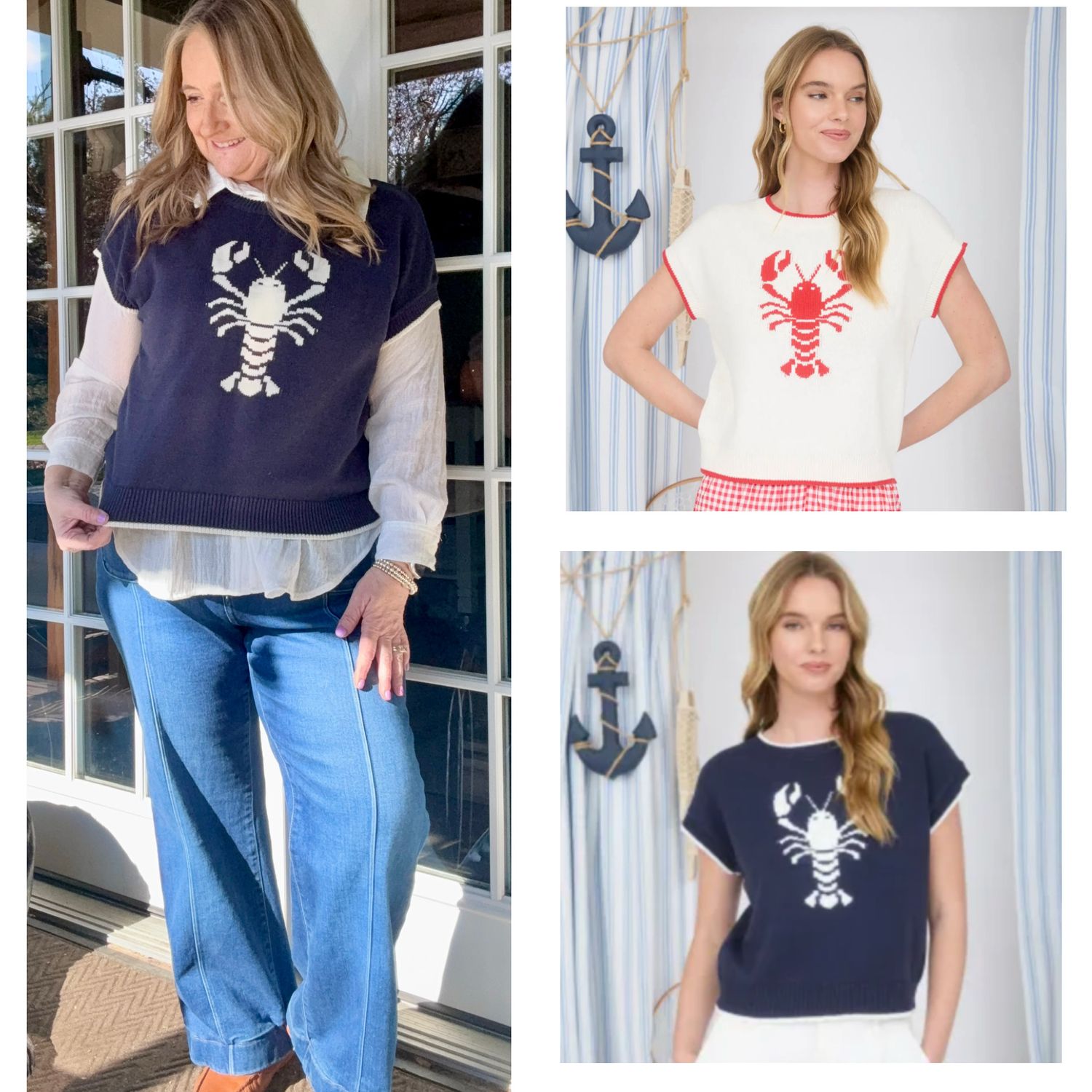 Lobster Love Knit Top - Navy