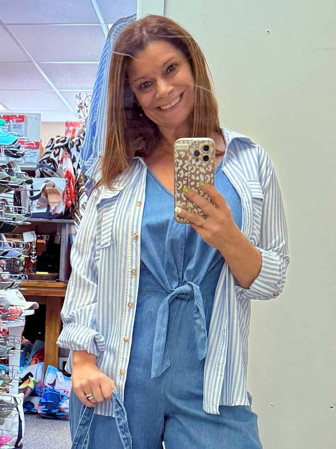 Stripe Collared Button Down Lightweight Shirt