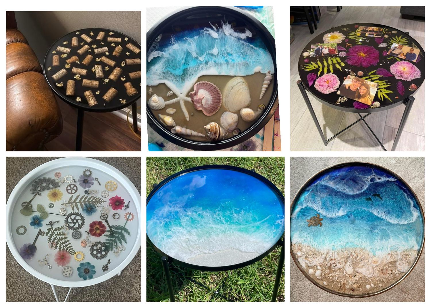 Resin Art Tray Side Table
