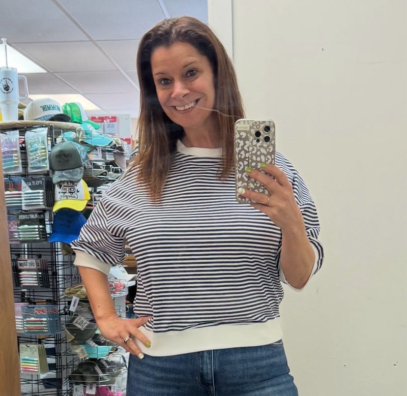 Navy - Dockside Stripe Half Sleeve Pullover