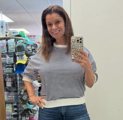 Navy - Dockside Stripe Half Sleeve Pullover