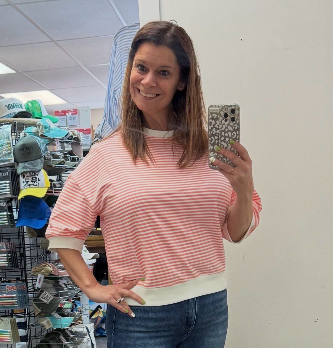 Coral - Dockside Stripe Half Sleeve Pullover Coral - Dockside Stripe Half Sleeve Pullover