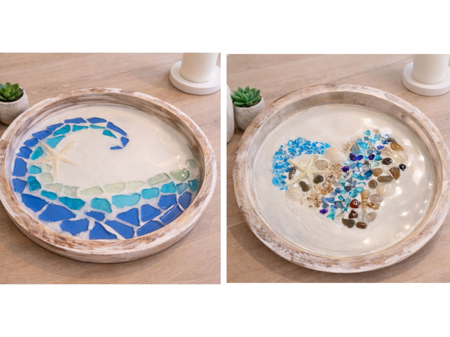Sea Glass Mosaic Tray with Resin April 16th Sea Glass Mosaic Tray with Resin April 16th