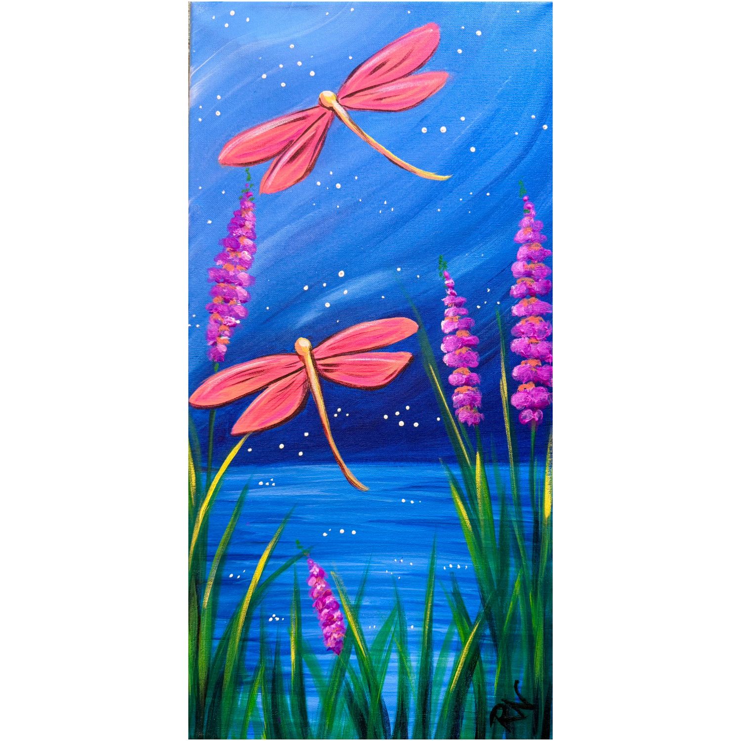 Dragonflies and Lupines Paint and Sip