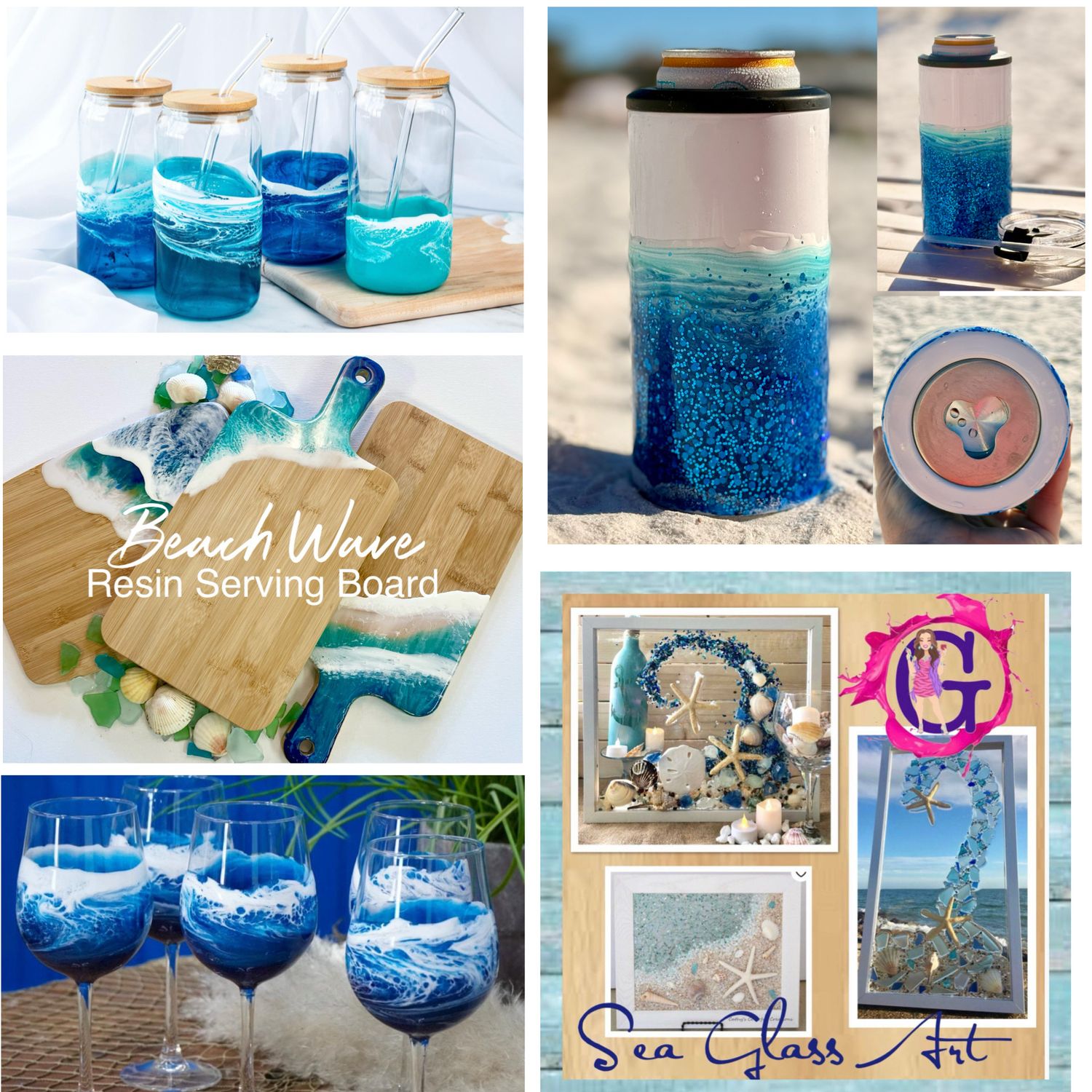 Sea Glass Resin Frame, Tumbler, Wine Glass or Serving Board April 22nd Sea Glass Resin Frame, Tumbler, Wine Glass or Serving Board April 22nd