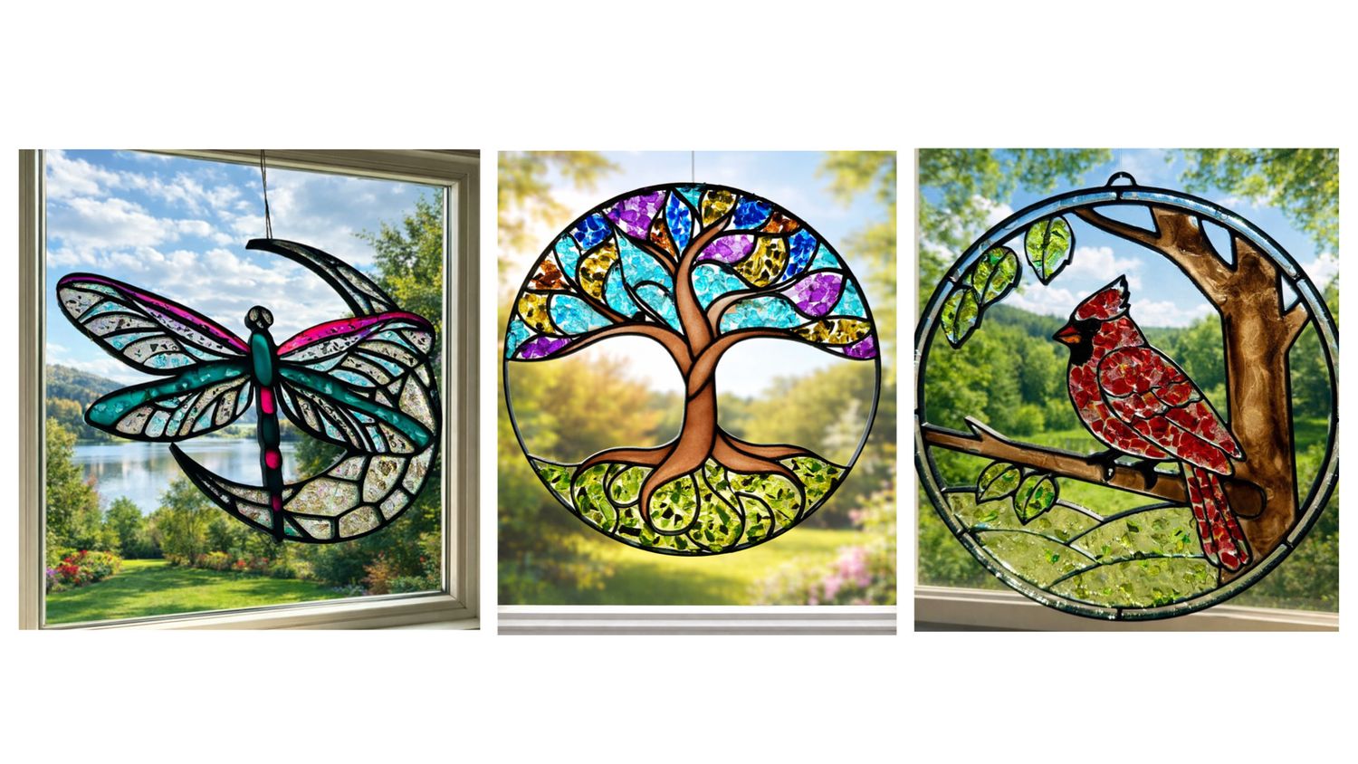Tree of Life, Cardinal or Dragonfly Suncatcher Pour and Sip May 30th