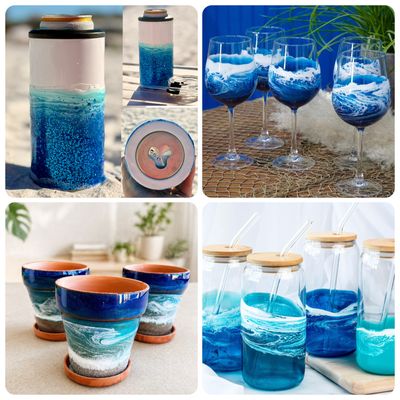 Spin Class! Beach Wave Resin Tumblers, Pots and Glassware June 11th Spin Class! Beach Wave Resin Tumblers, Pots and Glassware June 11th