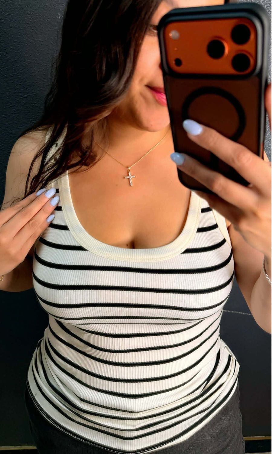 Striped Ribbed Scoop Neck Tank Striped Ribbed Scoop Neck Tank