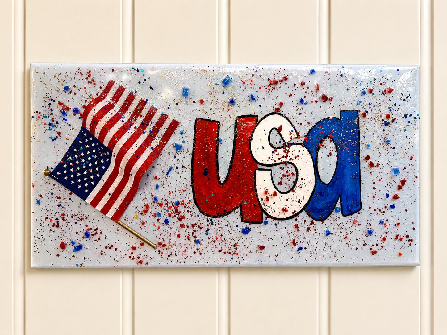 USA Paint and Resin Mixed Media on Canvas