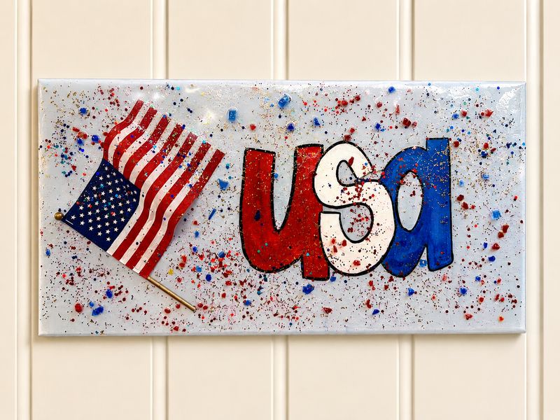 USA Paint and Resin Mixed Media on Canvas
