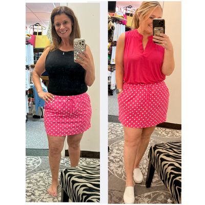 Pink Polka Dot Skort With Pockets Pink Polka Dot Skort With Pockets