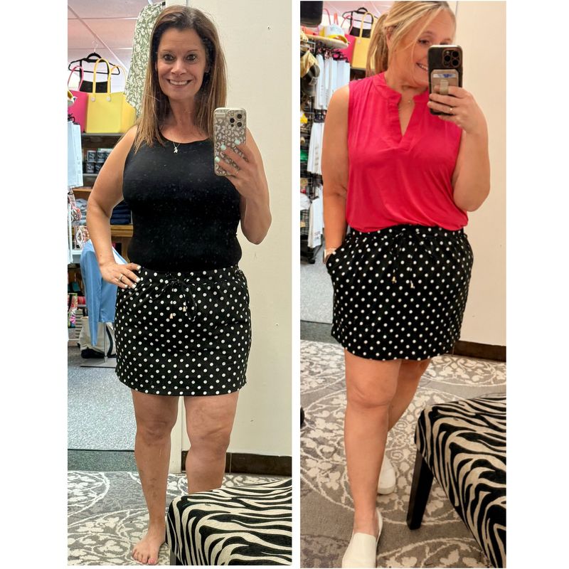 Black Polka Dot Skort With Pockets