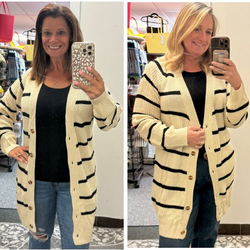 Long Striped Cardigan