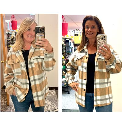 Khaki Plaid Flannel Shacket