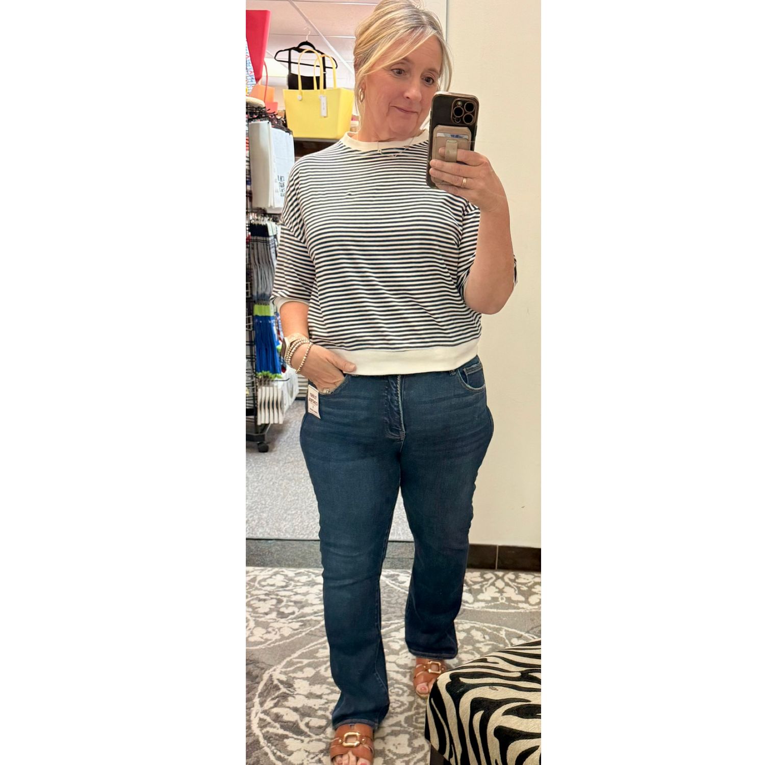 RISEN Tummy Control Mid Rise Slim Ankle Straight Jeans