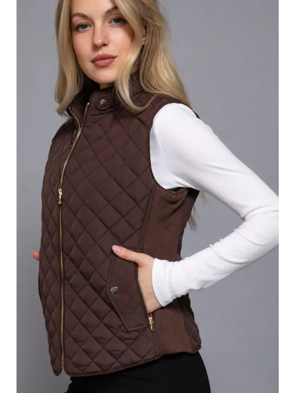 Brown Quilted Vest