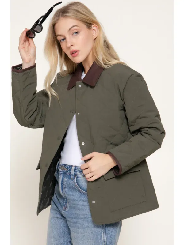 Olive Quilted Puffer Barn Coat