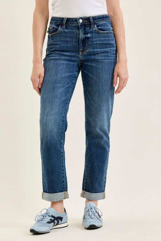 Billie Medium Wash - JUDY BLUE - Mid Rise Boyfriend