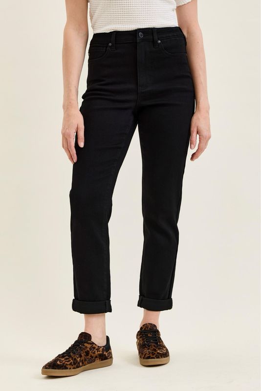 JUDY BLUE TARA - Black Girlfriend High Waist Jeans
