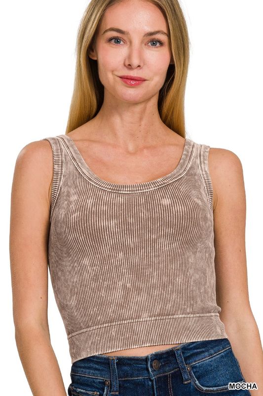 Mocha Cropped Scoop Neck Bralette Tank S/M & L/XL Mocha Cropped Scoop Neck Bralette Tank S/M & L/XL