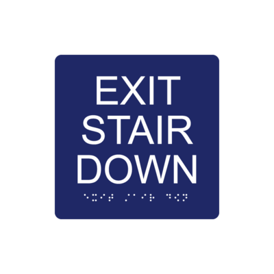 6&quot;x 6&quot; Exit Stair Down Sign w/ Braille