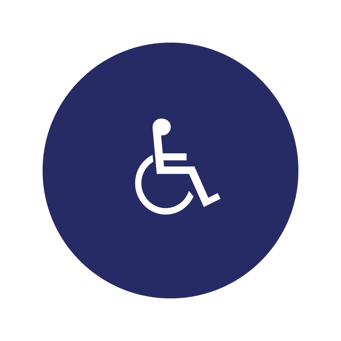 Female Geometric Door Symbol - for Light Colored Doors, Color: National Blue, Pictogram: Wheelchair Symbol