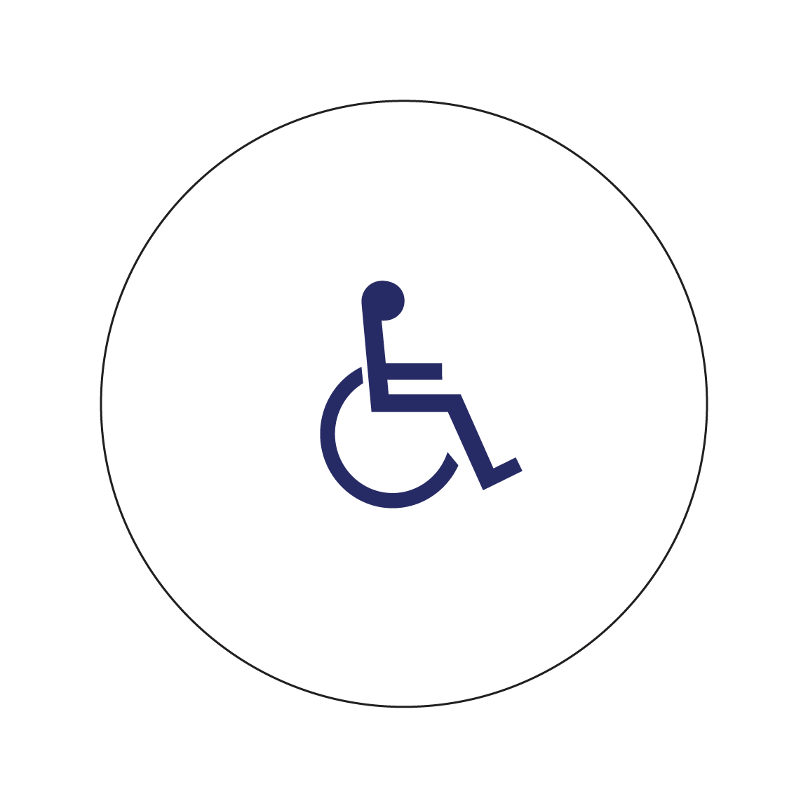 Female Geometric Door Symbol - for Dark Colored Doors, Color: National Blue, Pictogram: Wheelchair Symbol