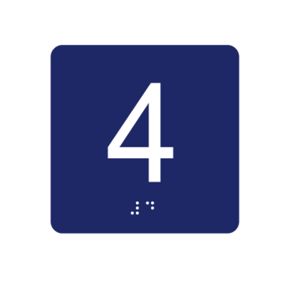 4&quot;x 4&quot; Fourth Floor ID w/ Braille