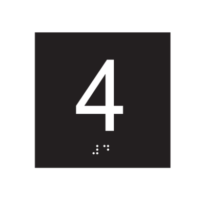 4&quot;x 4&quot; Fourth Floor Elevator ID w/ Braille (Set of Two)