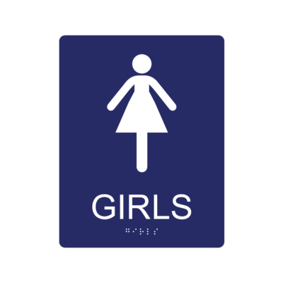 Girls&#39; Restroom Wall Sign w/ Braille (7&quot;x 9&quot;)