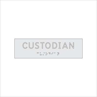 CUSTODIAN Sign with Braille (7&quot; x 2&quot;)