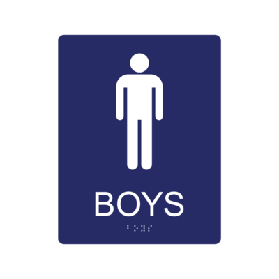 Boys&#39; Restroom Wall Sign w/ Braille (7&quot;x 9&quot;)