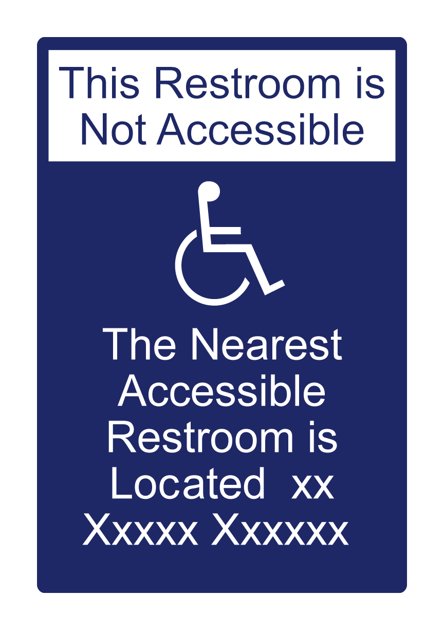 Accessible Restroom Directional Sign (10&quot; x 15&quot;), Background Color: National Blue, Corners: Radius Corners, Wheelchair Option: ISA Wheelchair Only