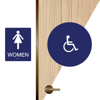 CA Women&#39;s Restroom Set w/ ISA - for Light Colored Doors