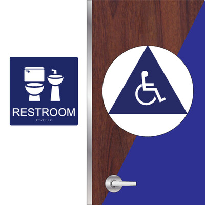 CA Gender Neutral Restroom Set w/ ISA - for Dark Colored Doors