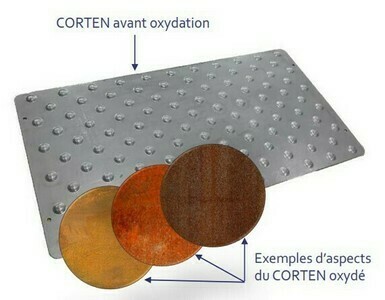 Dalle ERP guidage podotactile acier Corten