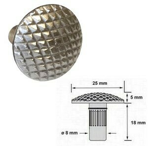 Clous podotactiles Ø25 ERP-PMR Inox 304, Motif tête: Picots
