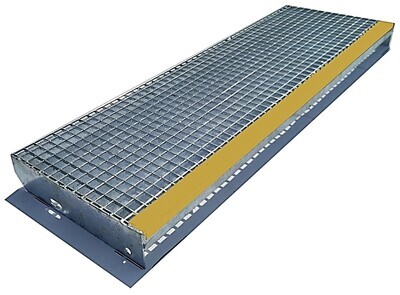 Marche PMR Caillebotis pressé 19x19 + Nez contrasté ERP