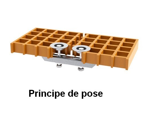 Attache double 29-40 caillebotis polyester 13x13