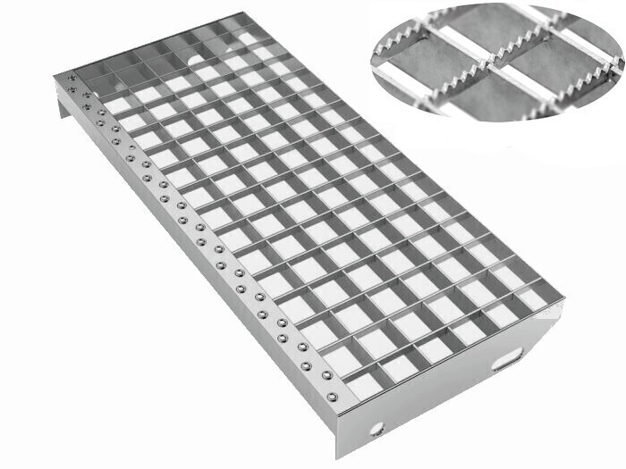 Marche caillebotis acier Pressé cranté maille 30x19